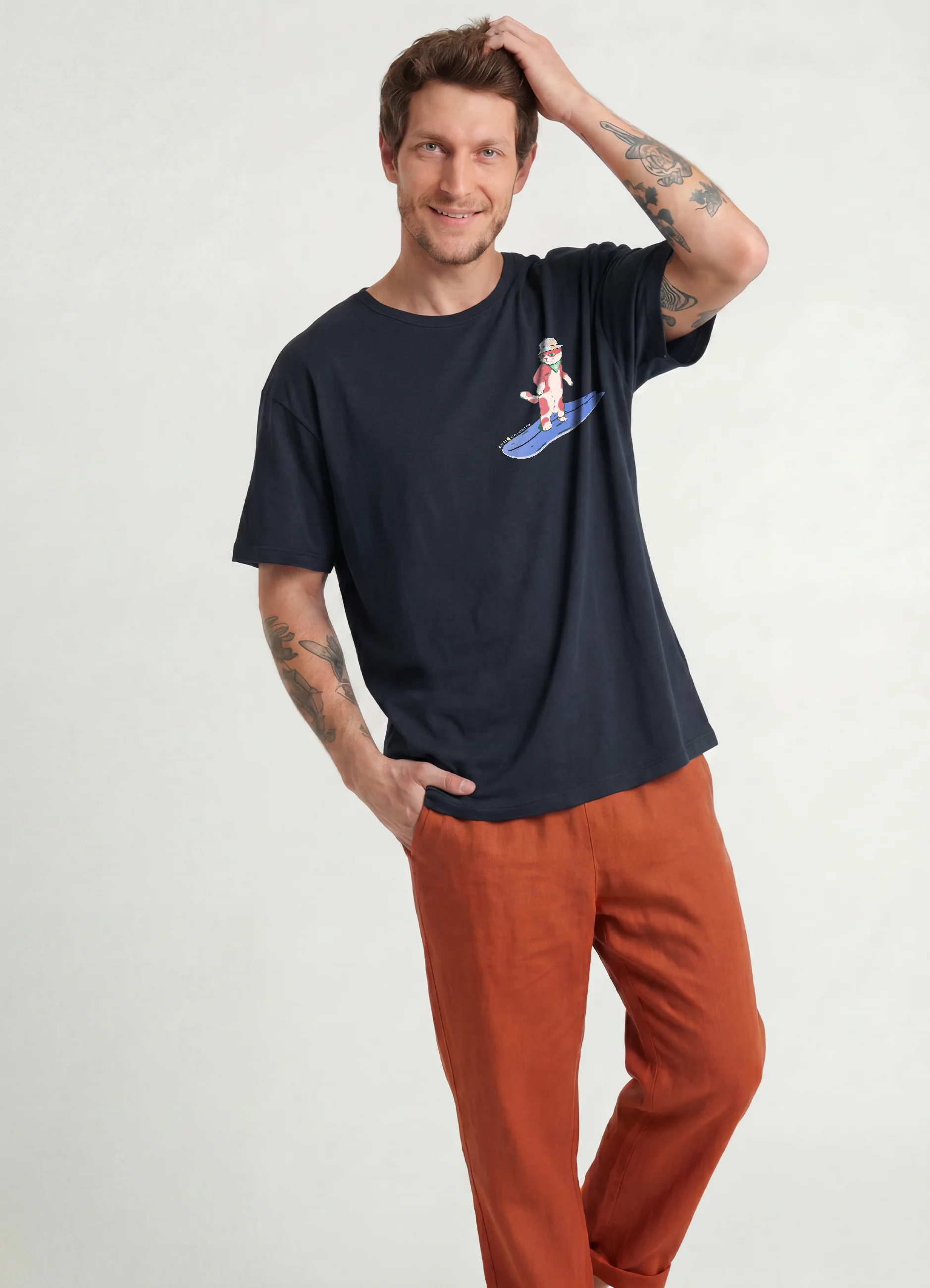 Camiseta hombre cat surfer