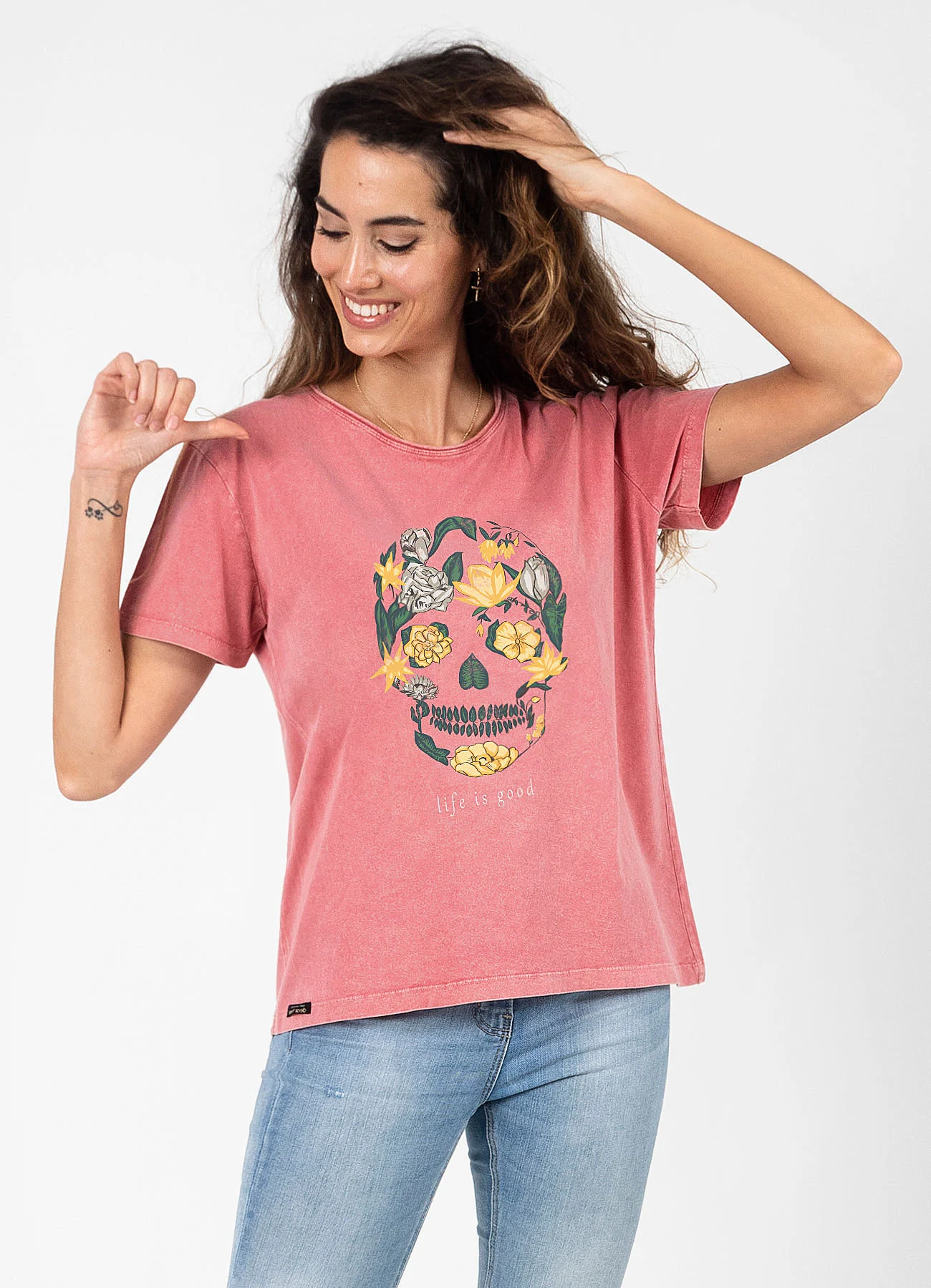 Camiseta mujer Life is good red