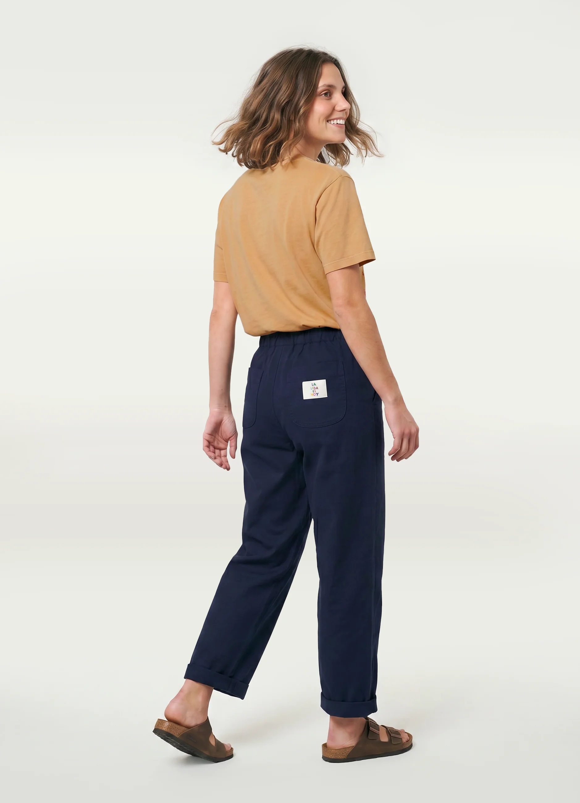 Pantalon lino Azul